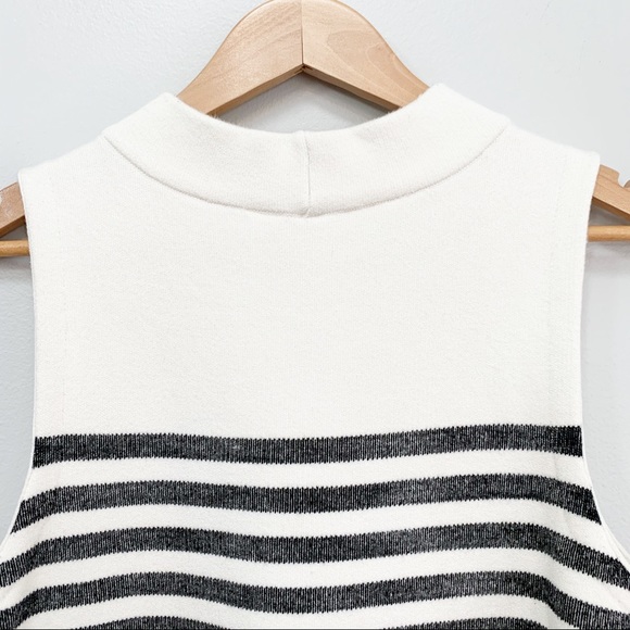 Anthropologie Moth Striped Mock Neck Knit Sleeveless Top Sz M - Picture 7 of 10